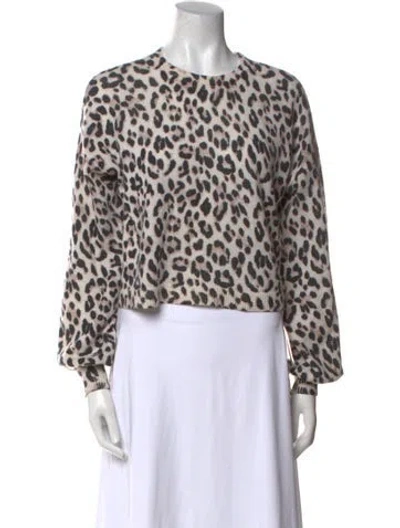 Pre-owned Alice And Olivia Cashmere Animal Print Sweater In Neutral