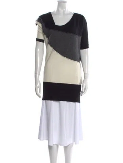 Pre-owned Alice And Olivia Cashmere Colorblock Pattern Sweater In Black
