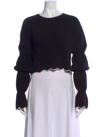 Pre-owned Alice + Olivia Cashmere Crew Neck Sweater In Black