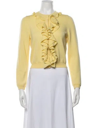 Pre-owned Alice And Olivia Cashmere Crew Neck Sweater In Yellow