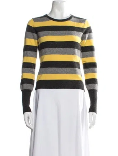 Pre-owned Alice + Olivia Cashmere Striped Sweater In Gray