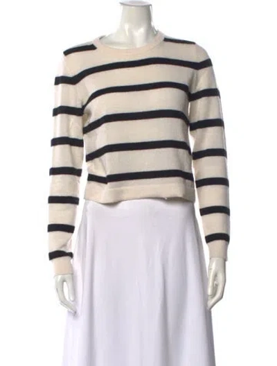 Pre-owned Alice + Olivia Cashmere Striped Sweater In Neutral