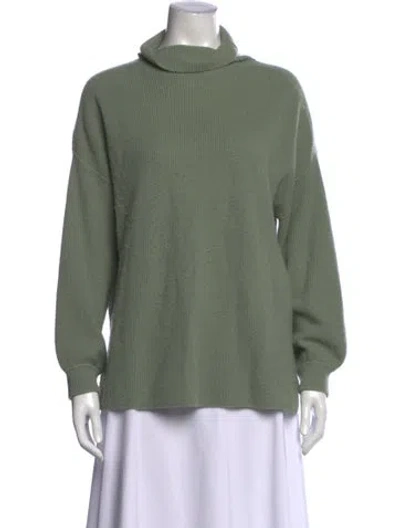 Pre-owned Alice And Olivia Cashmere Turtleneck Sweater In Green