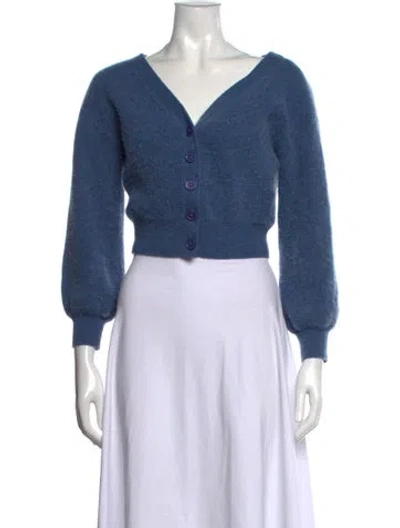Pre-owned Alice And Olivia Cashmere V-neck Sweater In Blue