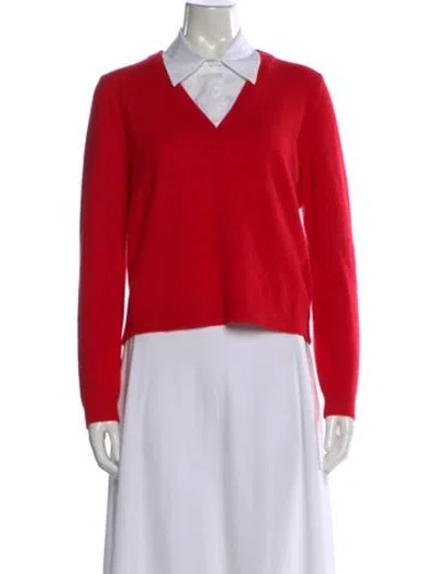 Pre-owned Alice And Olivia Cashmere V-neck Sweater In Red