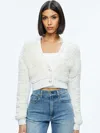 Alice And Olivia Casilda Faux Fur Cropped Cardigan In Soft White