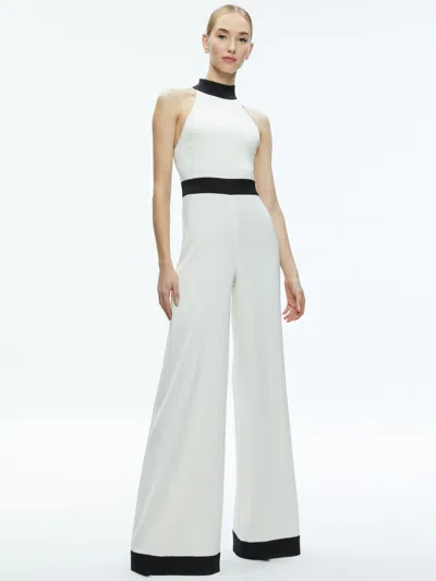 ALICE AND OLIVIA CATALINE HIGH NECK WIDE LEG JUMPSUIT