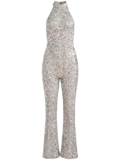 Alice And Olivia Cataline Jumpsuit In Silver