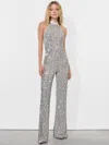 Alice And Olivia Cataline Sequin Jumpsuit In Silver