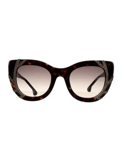Pre-owned Alice + Olivia Cat-eye Gradient Sunglasses In Brown