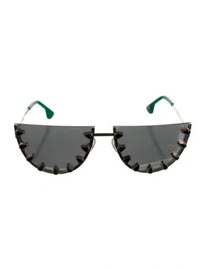 Pre-owned Alice And Olivia Cat-eye Tinted Sunglasses In Green