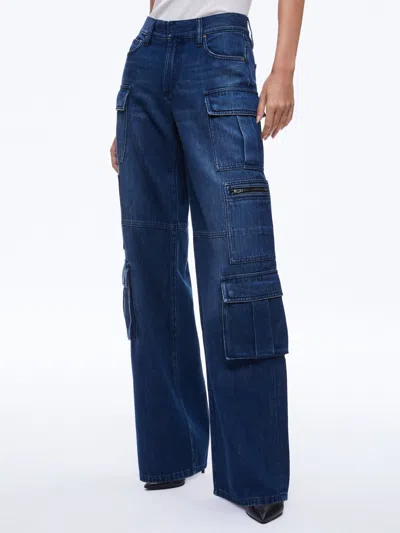Alice And Olivia Cay Wide-leg Cargo Jeans In Love Train