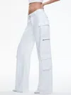 Alice And Olivia Baggy Cargo Wide Leg Jeans In White In White