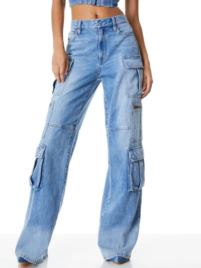 Alice And Olivia Cay Cargo Jean In Brea Blue