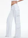 Alice And Olivia Baggy Cargo Wide Leg Jeans In White In White