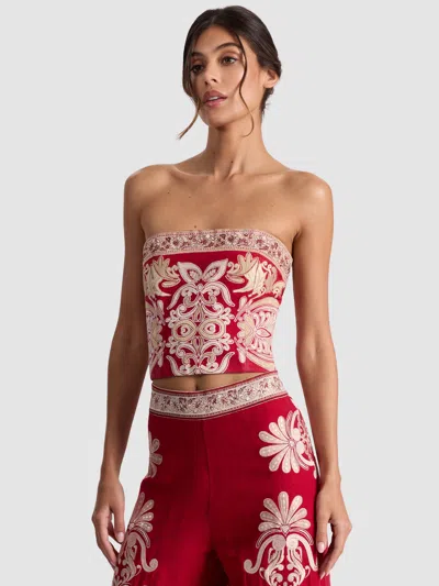 Alice And Olivia Cece Embroidered Top In Red
