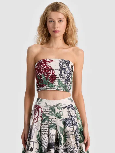 Alice And Olivia Ceresi Embellished Bandeau Top In Blue