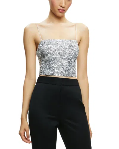 Alice And Olivia Ceresi Sequin Bandeau Crop Top In Beige