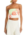 Alice And Olivia Womens Smocked Back Flora Printed Cropped In Green