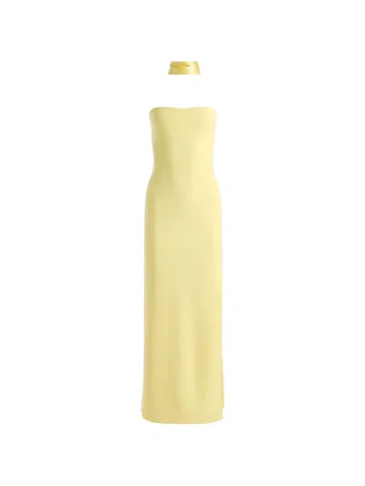 Alice And Olivia Chana Strapless Side-slit Maxi Dress In Brown
