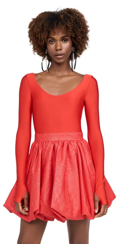 Alice And Olivia Chara Ballet Bubble Hem Mini Dress Bright Ruby