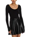 Alice And Olivia Chara Mixed Media Mini Dress In Black