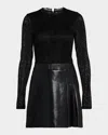 Alice And Olivia Chara Lace Combo Mini Dress In Black
