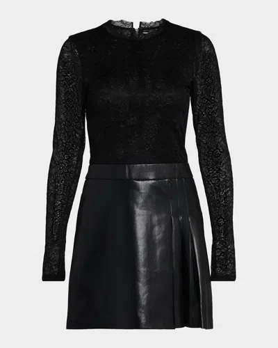 ALICE AND OLIVIA CHARA LACE COMBO MINI DRESS
