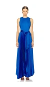 Alice And Olivia Chara Sleeveless Pleated Maxi Dress In Blue