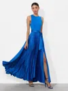 Alice And Olivia Chara Sleeveless Pleated Maxi Dress In Blue