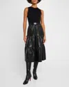 Alice And Olivia Chara Sleeveless Faux Leather Midi Dress In Black