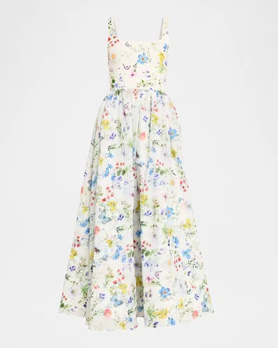 Alice And Olivia Chara Square-neck Maxi Dress In Multi