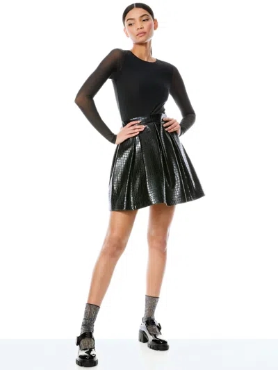 Alice And Olivia Chara Vegan Leather Mini Dress In Black