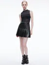 Alice And Olivia Ella Combo Faux Leather Sleeveless Dress In Black