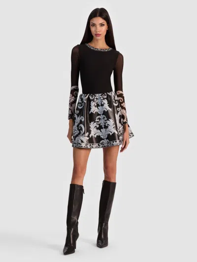 Alice And Olivia Chara Vegan Mini Dress In Black