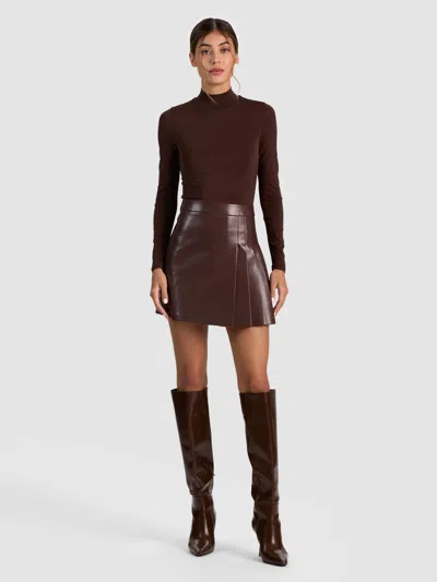 Alice + Olivia Alice And Olivia Chara Long Sleeve Mock Neck Mini Dress In Brown