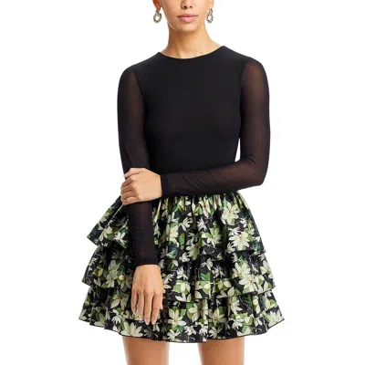 Alice And Olivia Chara Womens Sheer Ruffled Mini Dress In Multi