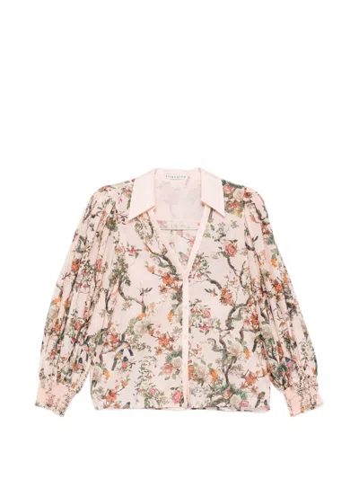 Alice And Olivia Charis Printed Blouse In Pink