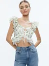 Alice And Olivia Charline Ruffle Cropped Top In Georgia Floral