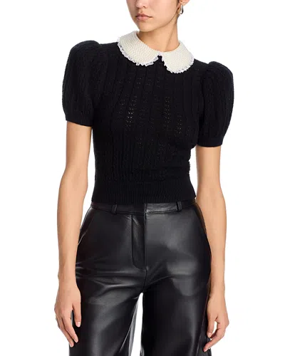 Alice And Olivia Chase Puff Sleeve Sweater In Black