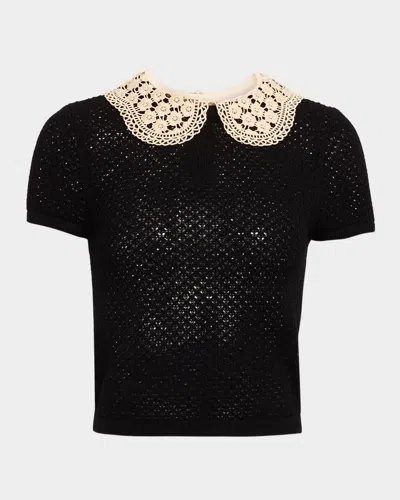 ALICE AND OLIVIA CHASE PUFF-SLEEVE SWEATER