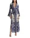 Alice And Olivia Chassidy Bell Sleeve Maxi Dress In Blue
