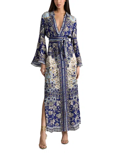 Alice And Olivia Chassidy Bell Sleeve Maxi Dress In Blue