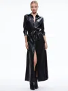 Alice And Olivia Chassidy Vegan Leather Maxi Shirt Dress In Black
