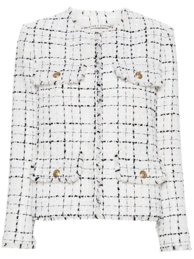 Alice And Olivia Frayed Tweed Jacket In Bunt