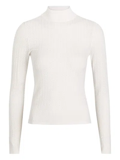 Alice And Olivia Chevron-design Long-sleeve Top In White