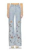 Alice And Olivia Chic Eyelet Jean In Blue