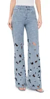 Alice And Olivia Chic Eyelet Jean In Blue