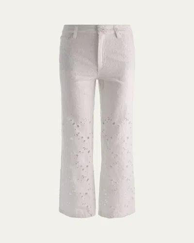 Alice And Olivia Chic High Rise Ankle Jeans In Off White In Metallic