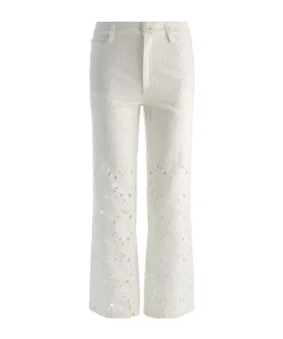 Alice And Olivia Chic Laser-cut Straight-leg Jeans In White